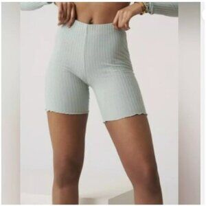 Tropic of C (Revolve) Adagio High Waisted Ribbed Sage Green Biker Shorts, Size S